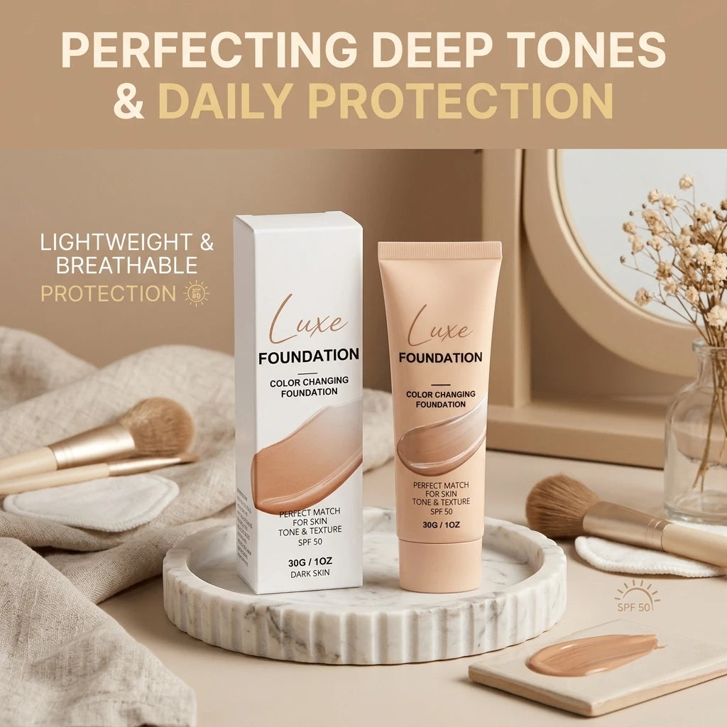 Color Changing Foundation Hydrating Even Skin Tone Soothing Skin Reliev Dryness Brighten Lightweight SPF50 Coverage Makeup Base