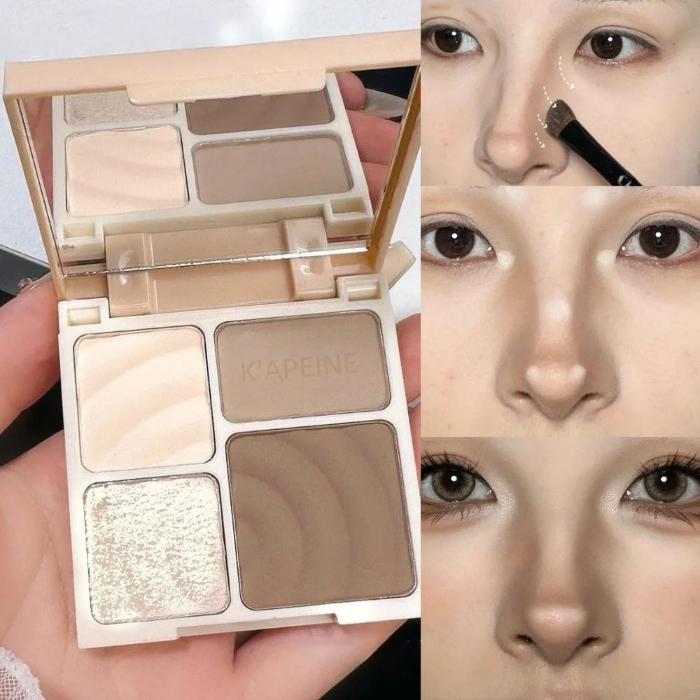 3D Facial Contouring Bronzer Brightening Matte Highlights Palettes 4-colors Eye Shadow Nose Powder Beige Whirlpool Makeup Plate - AliExpress 66