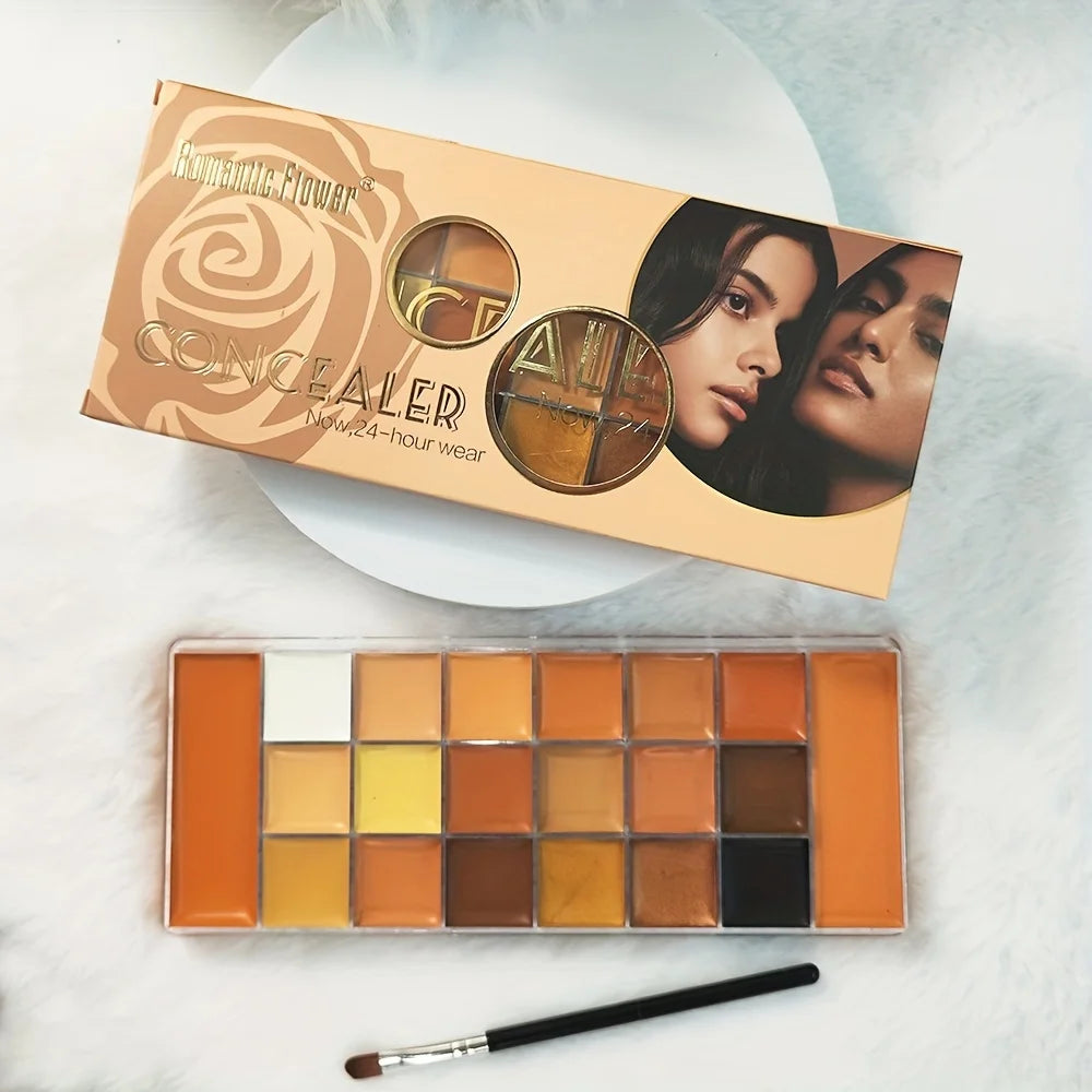 20-Color Concealer Palette with Small Brush Earth Tone Foundation Full Coverage Brightening Water-Resistant Makeup Tray - AliExpress 66