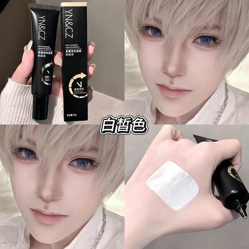 White Liquid Foundation for Halloween Goth Makeup Waterproof Full Coverage White Foundation Cosplay High Concealer Face Paint - AliExpress 66