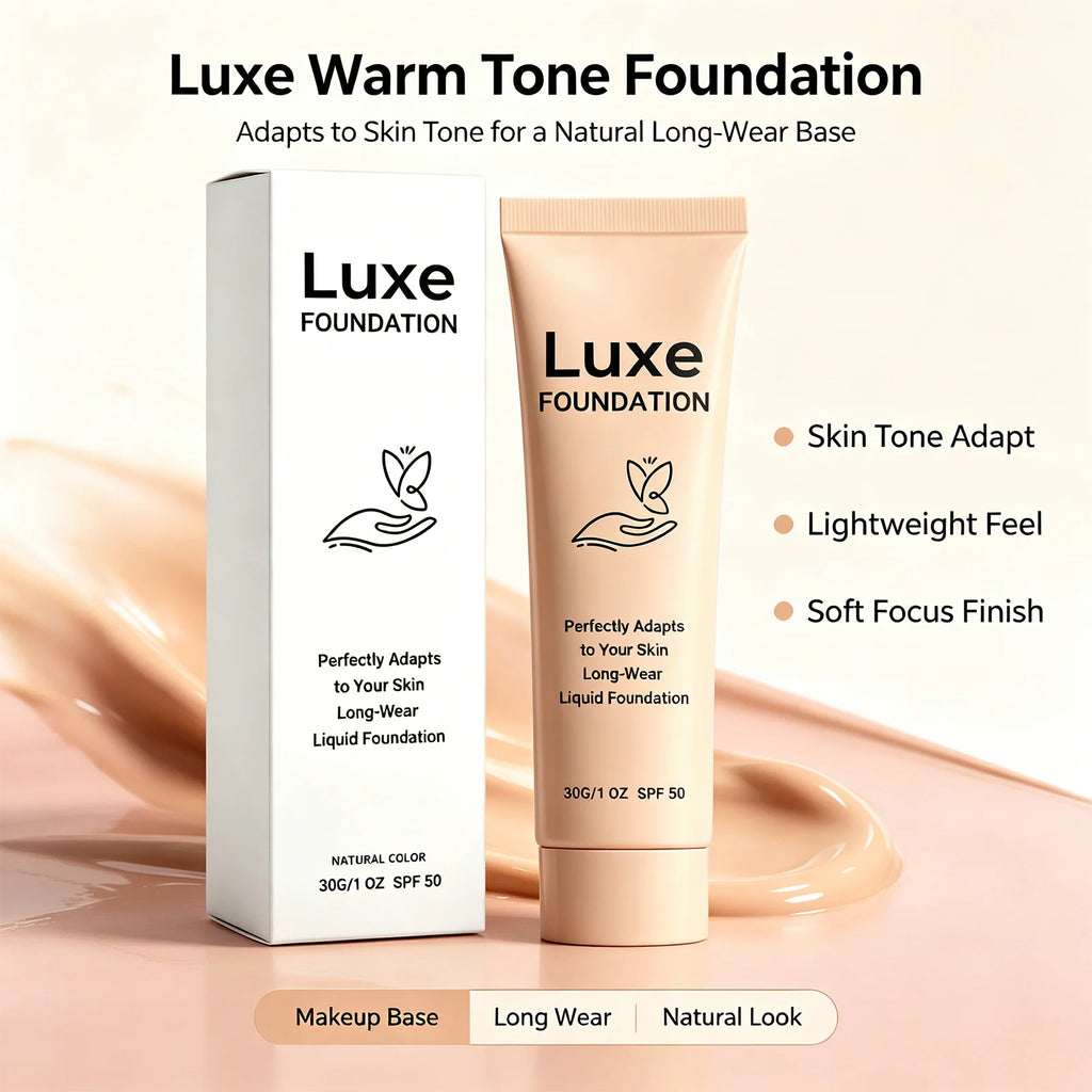 Luxe Temperature Changing Foundation Set Long Wear Liquid Makeup Skin Tone Adaptive Lightweight Natural Glow 30g SPF 50
