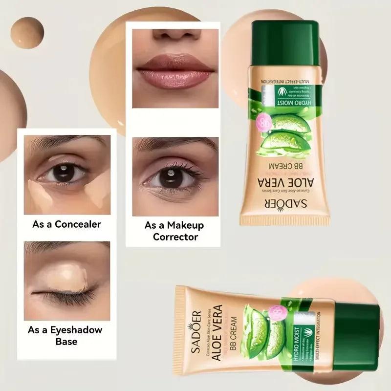 Aloe Vera BB Cream-Hydrating Moisturizes Full Coverage Foundation Makeup,Long-Lasting Coverage Concealer Cover Blemishes Make Up