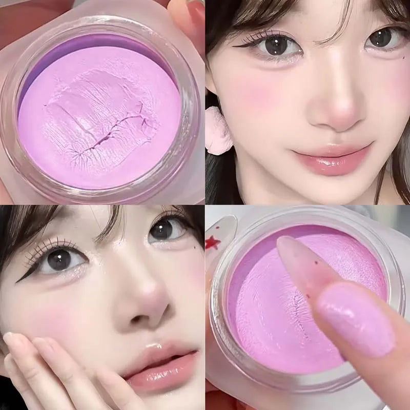 Purple Blush Cream Cheek Rouge Rose Brown Mud Palette Long-Lasting Waterproof Monochrome Brighten Face Moisturizing Blush Makeup - AliExpress 66