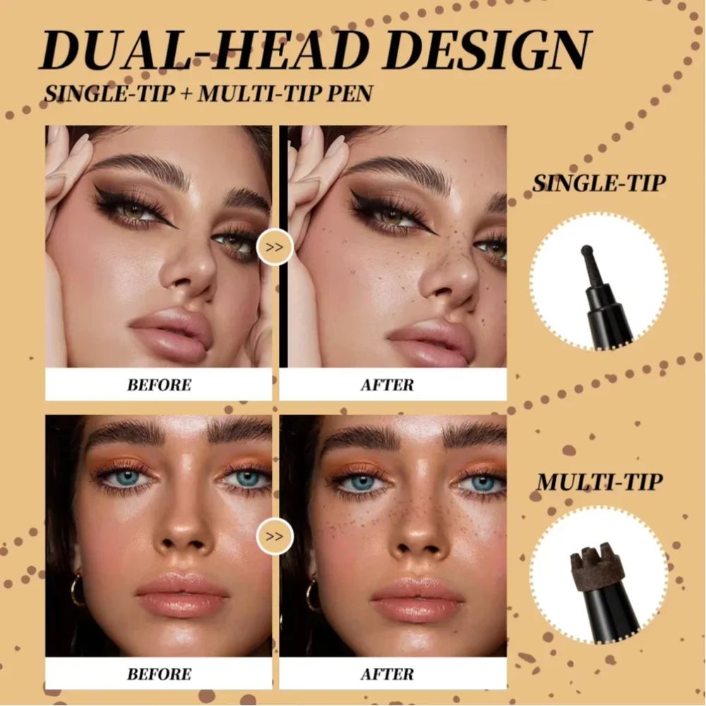 Double-end Freckles Stamp Pen Makeup 2-IN-1 Freckle Seal Waterproof Face Concealer Contour Natural Brown Freckle Cosmetic