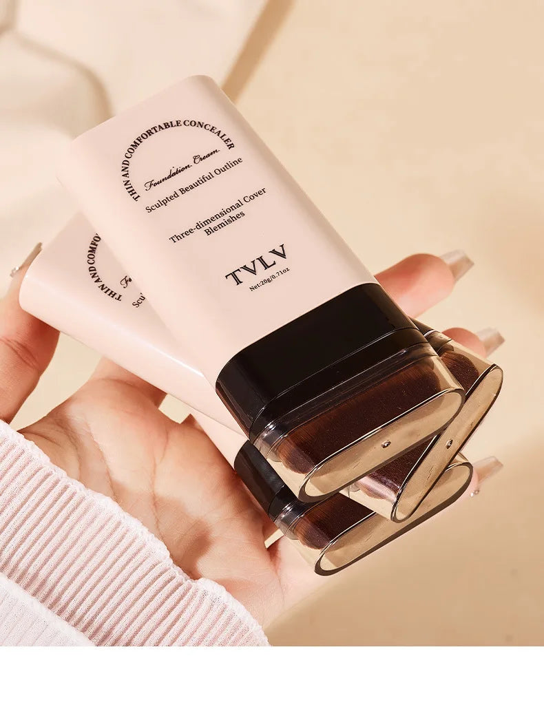 TVLV 20g Eraser Stick Foundation Concealer with Brush Brightening Long-Wear Waterproof for Women Girls Party Stage Makeup