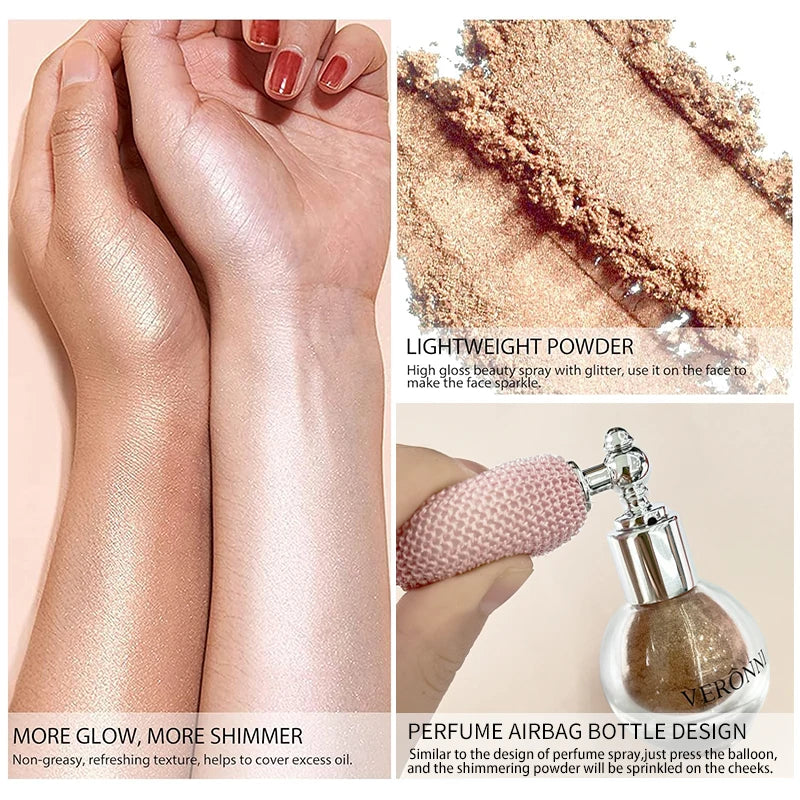 Glitter Body Highlighter Powder Spray Makeup,Shimmer Powder for Body And Face Hair,Parties,Festivals Cosmetic Luminous Effects - AliExpress 66