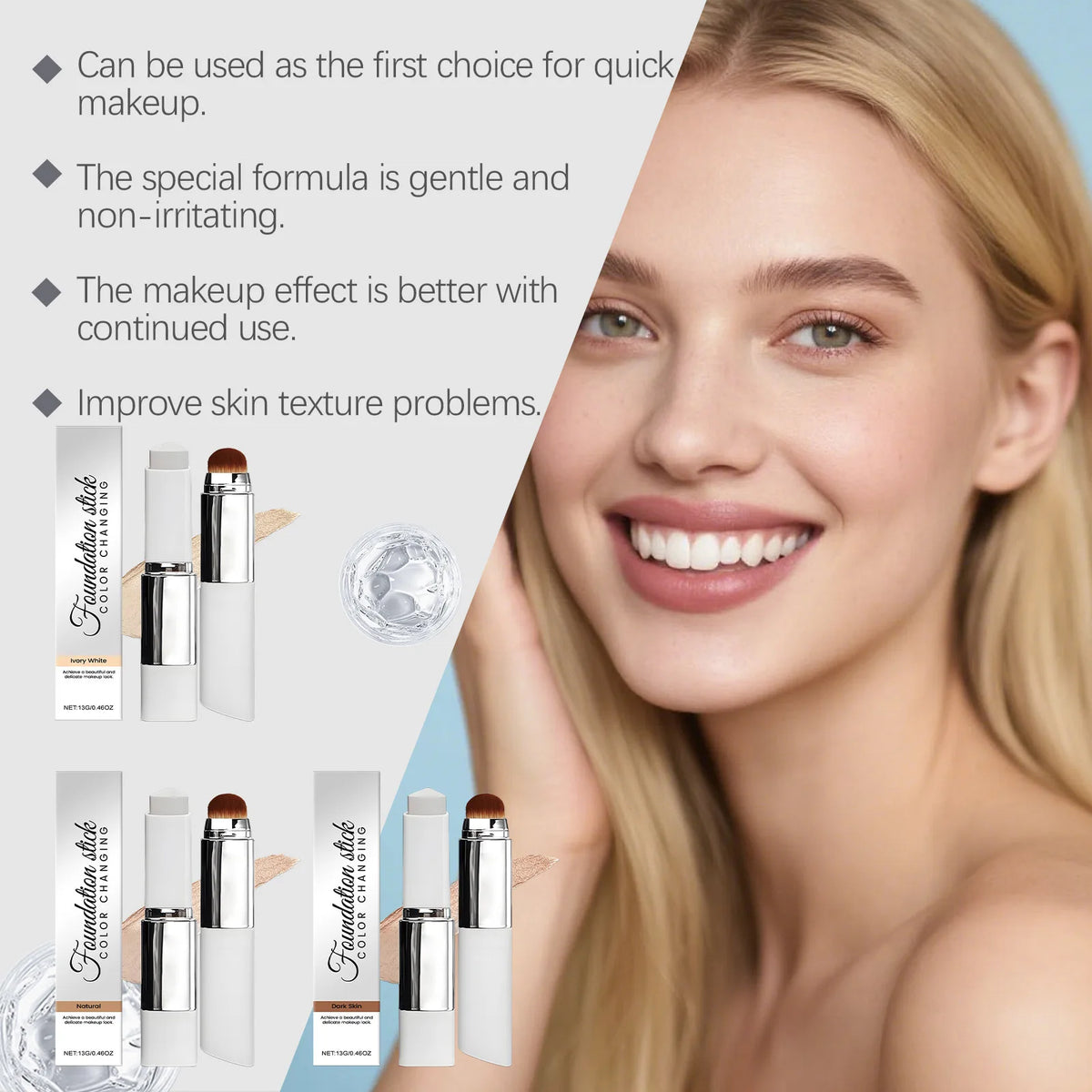 2-in-1 Color-Changing Foundation Liquid Stick Lasting Concealer Lightweight Moisturizing Brightening Matte Natural Base Makeup - AliExpress 66
