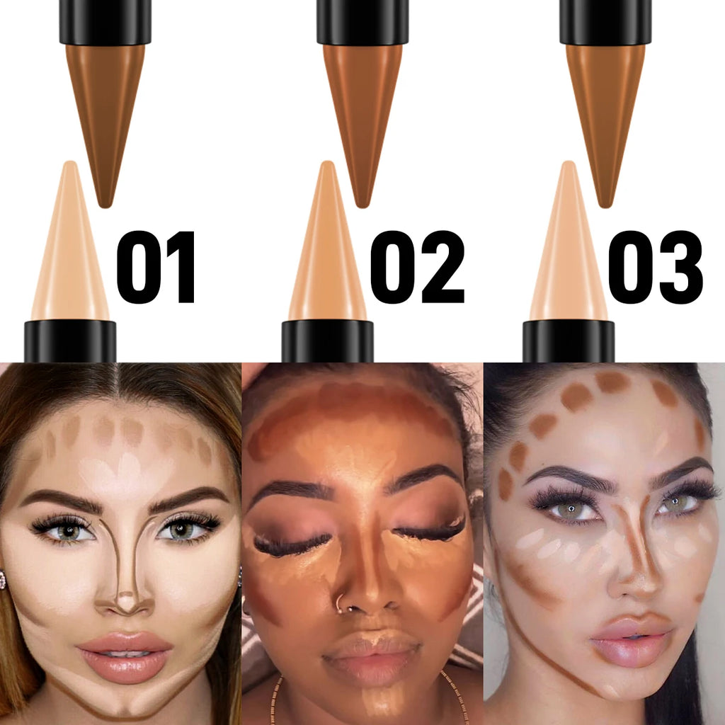 1PC Contour Stick Duo, Double-Eneed Highlight and Shadow Cream Waterproof Full Coverage Face Foundation Concealer Pen Long Lasti - AliExpress 66
