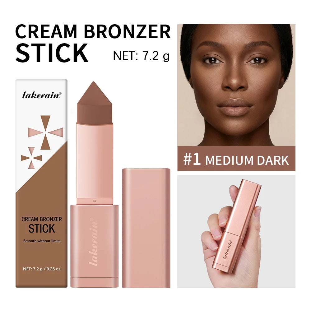 Cream Bronzing Stick Smooth Seamless Longwear Natural Glow Contour Shaping Makeup Blendable Buildable for All Skin Types