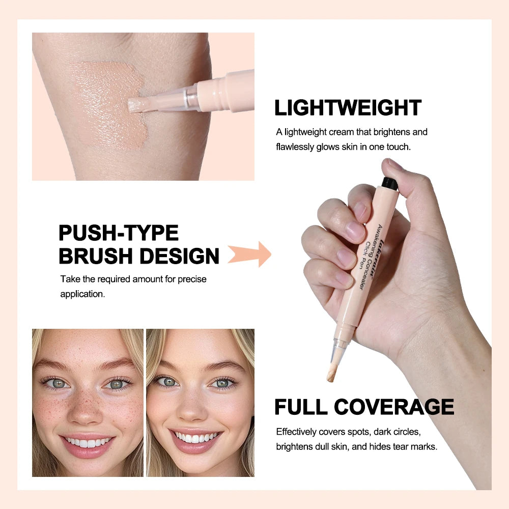 3 Colors Liquid Press Concealer Pen Detail Covering Acne Dark Circles Even Skin Tone Brightening Foundation Face Holding Makeup - AliExpress 66