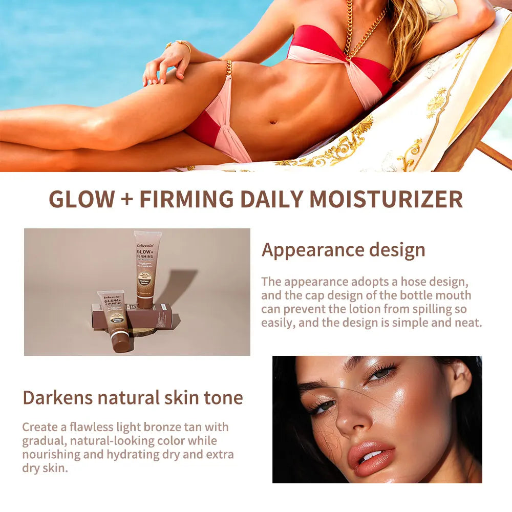 GLOW+FIRMING Daily Moisturizer Gradual Sunless Tanner Natural Light Bronze For Fair To Medium Skin Hydrate & Revitalize Dry Body