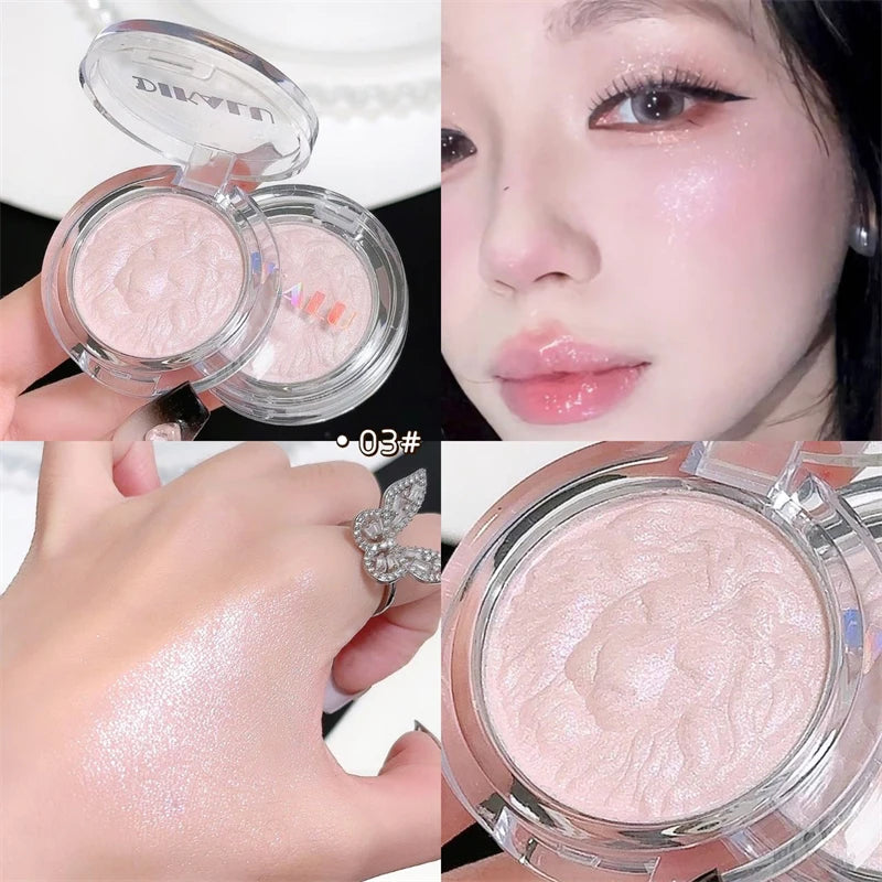 3 Color Face Highlighter Palette Llluminator Palette Natural Waterproof Glitter Shimmer Powder Highlight Makeup High Gloss Cream - AliExpress 66