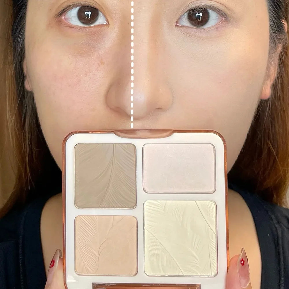 3D Facial Contouring Bronzer Brightening Matte Highlights Palettes 4-colors Eye Shadow Nose Powder Beige Whirlpool Makeup Plate - AliExpress 66