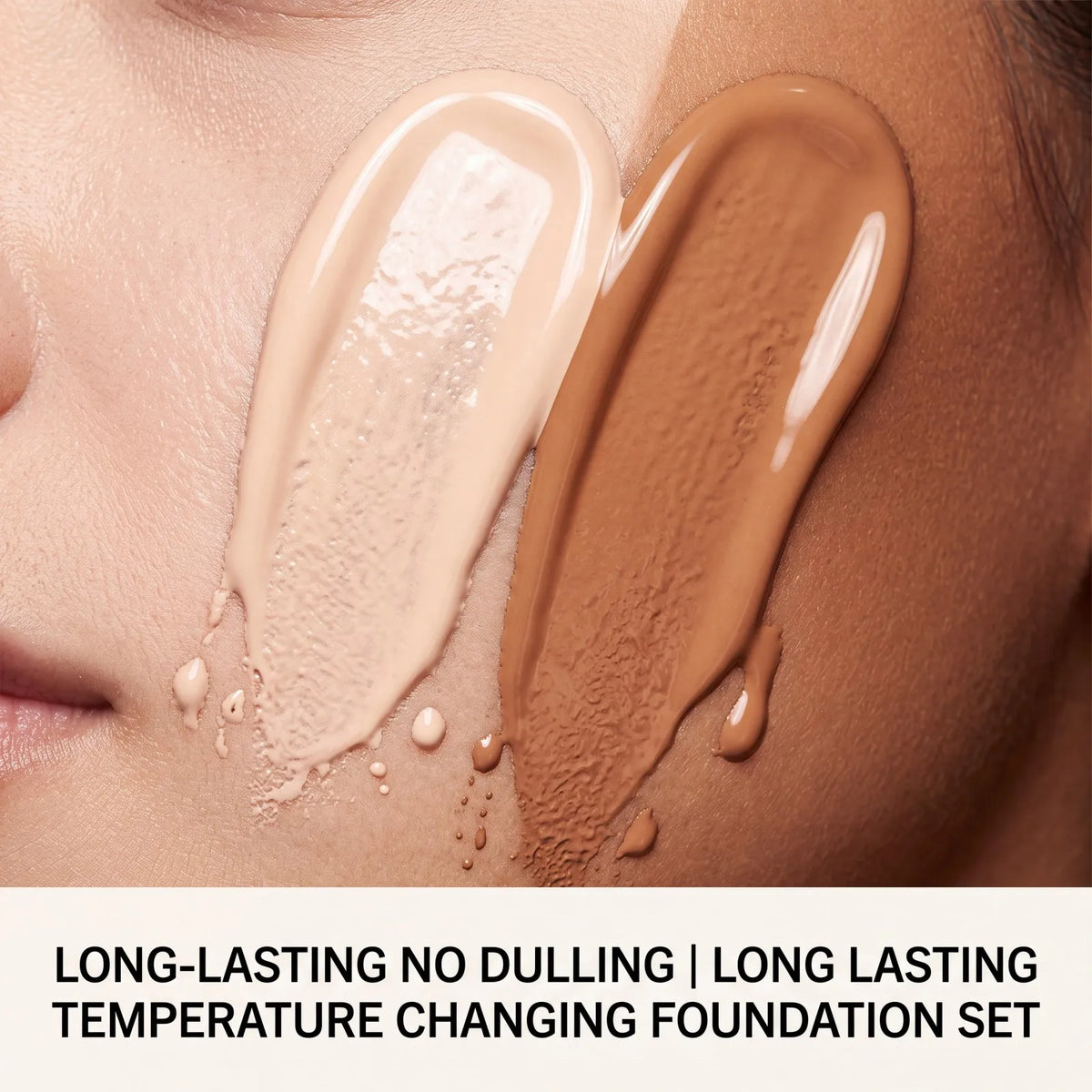 Luxe Temperature Changing Foundation Set Long Wear Liquid Makeup Skin Tone Adaptive Lightweight Natural Glow 30g SPF 50