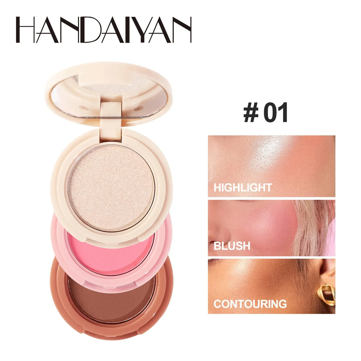 New 3 In 1 Matte Highlighter Contouring Blush Palette Pearly Shiny Eyeshadow Multifunctional Face Makeup Palette Female Cosmetic - AliExpress 66