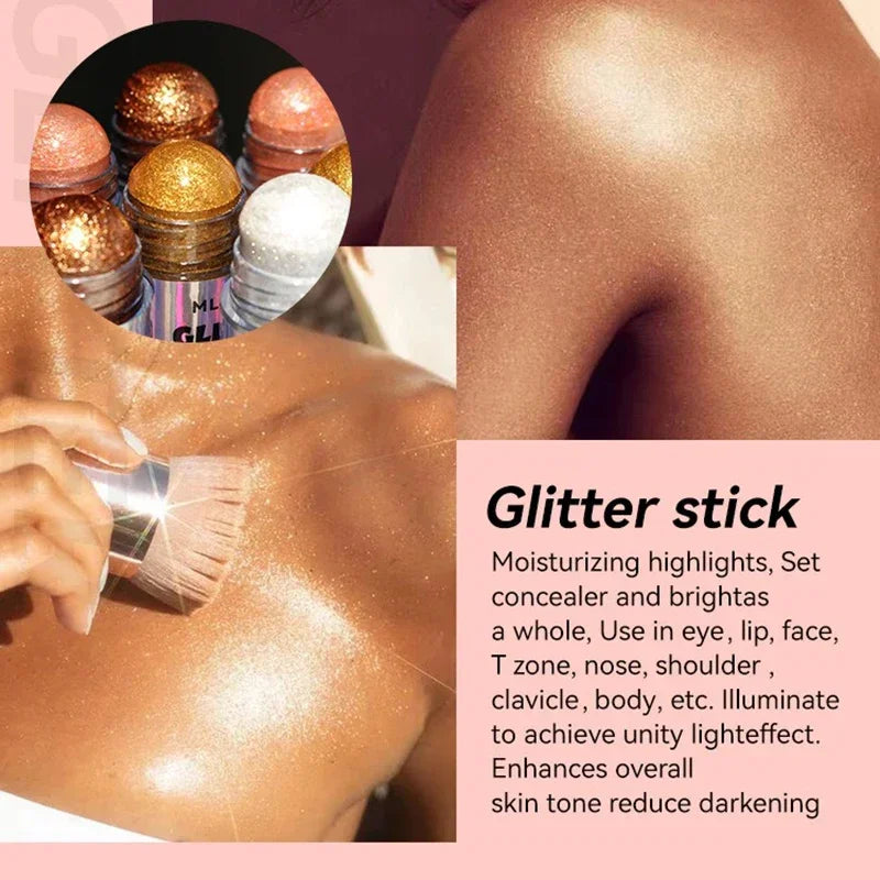 4 Colors 3D Highlighter Bar Shimmer Glitter Stick Long-Lasting Face Contour Bronzer Cream Body Makeup Brightening Cosmetic Stick - AliExpress 66