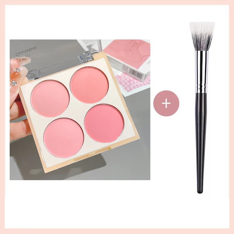 4-color matte blush palette - pinkish purple tones, waterproof, long-lasting natural nude makeup, perfect gift, Korean-style - AliExpress 66