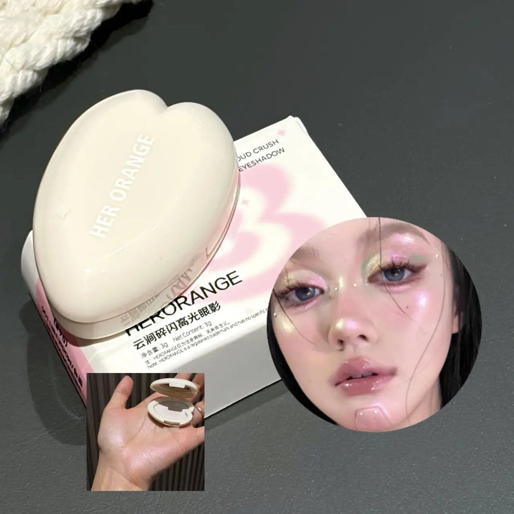 Heart Shaped Shimmer Highlighter Clear Glitter Pearl Pink High Gloss Brightening Face Contour Eyeshadow Palette Cosmetic - AliExpress 66