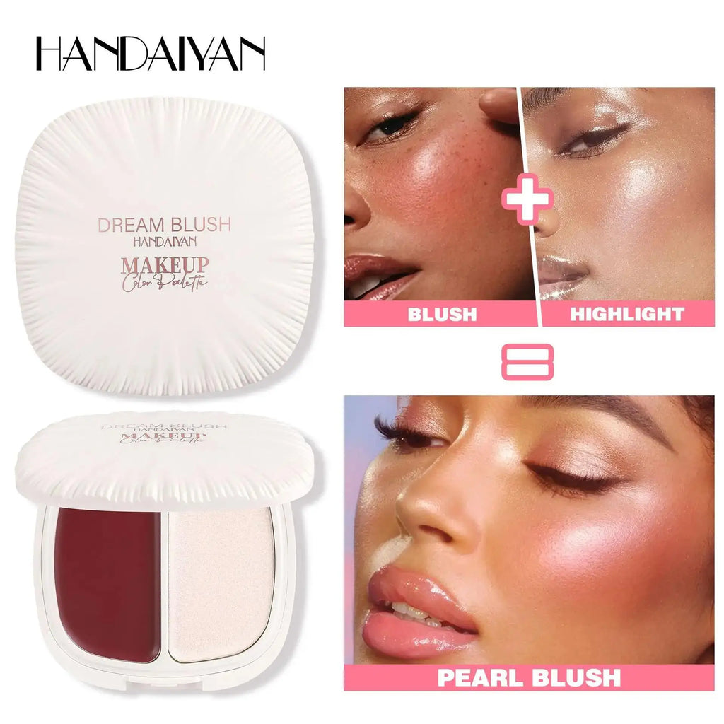2 In 1 Dream Blush Highlighter Palette Natural Glow Face Contour Long Lasting Luminous Finish Healthy Radiance Duo - AliExpress 66
