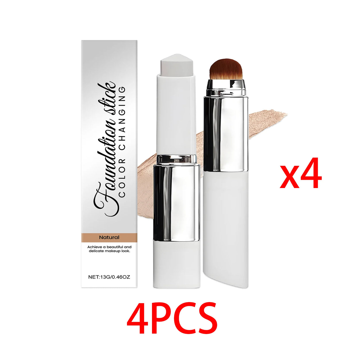 2 in 1 Brush Head Foundation Stick Color Changing Lightweight Smooth Long-lasting Coverage Creating A Perfect Face Makeup Effect
