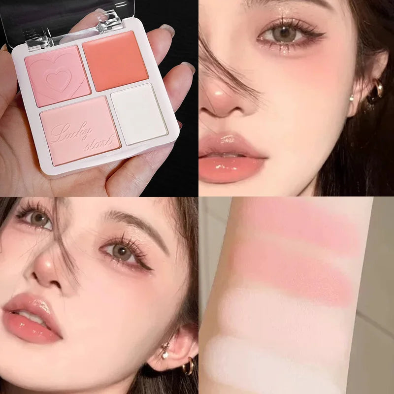 4 Color Love Heart Powder Blusher Palette Natural Matte Color Low Saturation Natural Smudge Korean Blush Rouge Face Makeup Cheap - AliExpress 66