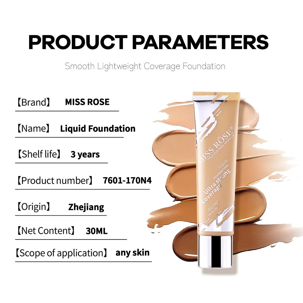 Oil?control LongLasting Foundation Cream Natural Buildable Coverage Concealer Makeup Base Sweat Proof Non?fading Facial Cosmetic