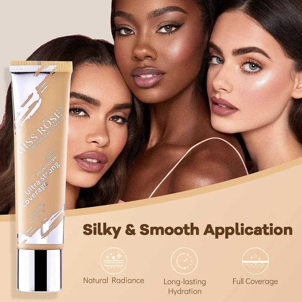 Oil?control LongLasting Foundation Cream Natural Buildable Coverage Concealer Makeup Base Sweat Proof Non?fading Facial Cosmetic