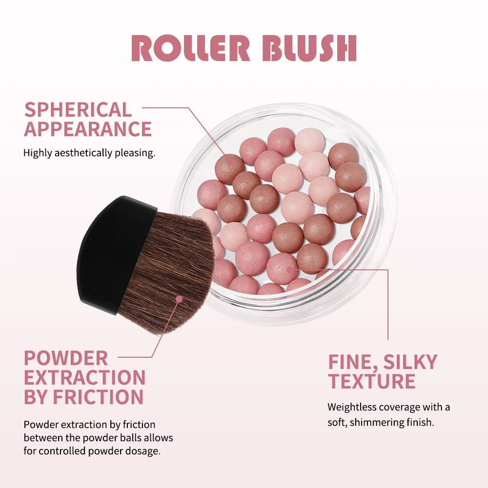 Lakerain Roller Blush Long-lasting Holding Natural Makeup Spherical Appearance Design Powdery Texture Pearlescent Effect Blush - AliExpress 66