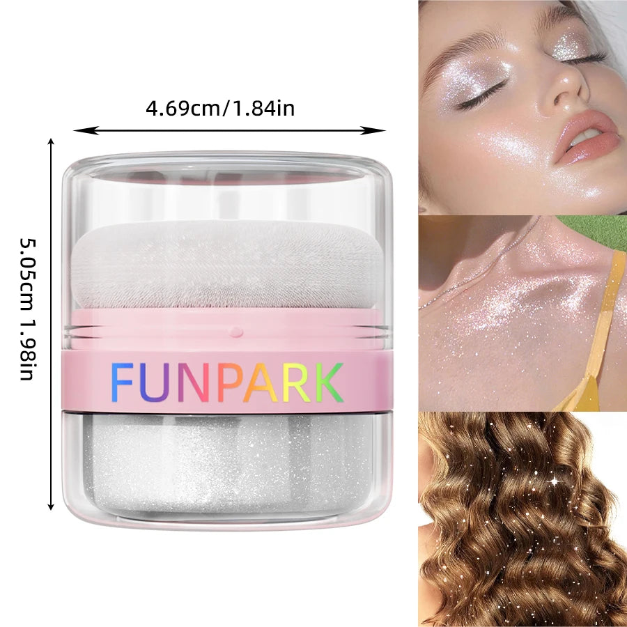 1PC Highlighter Powder Brightens the Face,with Puff of Highlight and Shadow on the Face or Body White Silver Korean Makeup Gits - AliExpress 66