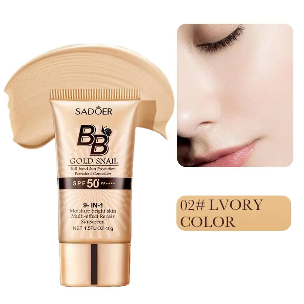SPF50+ Gold Snail Sunscreen BB Cream Whitening Foundation Concealer Moisturizing Long Lasting Even Skin Tone Makeup Base Primer - AliExpress 66