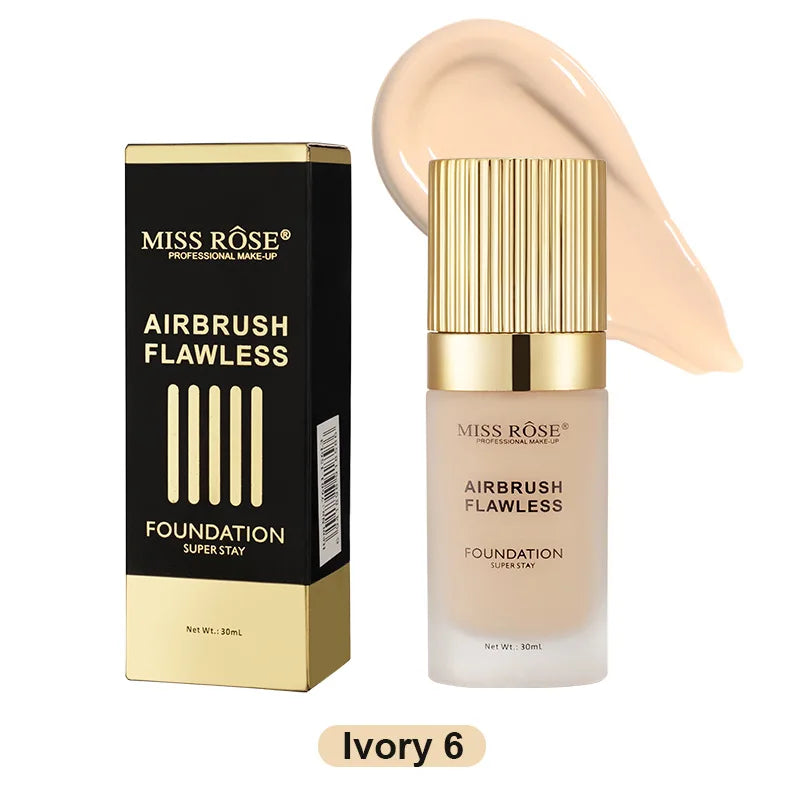 MISS ROSE Long Lasting Foundation Waterproof Sweatproof Natural Makeup Effect Concealer Liquid Base Facial Makeup Daily Cosmetic