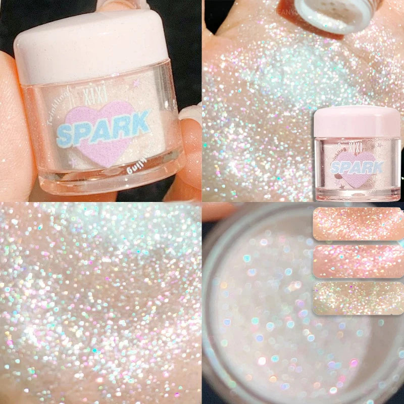 Dream Glitter Highlighter Powder Face Brightening Pearl Three-dimensional Highlighter Powder Shimmer Eye Shadow Makeup Cosmetics