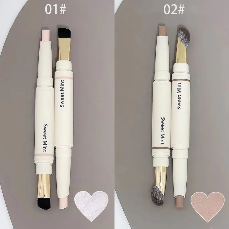 Dual-Ended Nose Shadow Contour Pen With Sumdge Brush Face Brightening Contouring Highlight Stick Cream-Textured Nose Shadow Pen