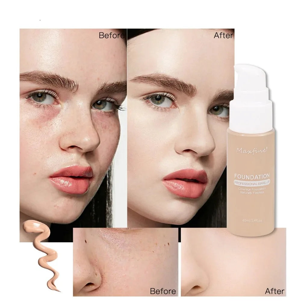 Professional Oil-Control Liquid Face Foundation Waterproof Full Coverage Matte Base Long Lasting Makeup Base