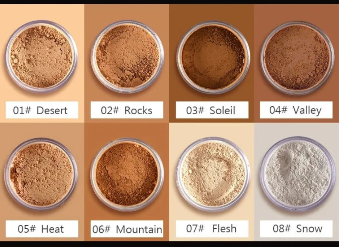 Pudaier 8 Colors Oil-control Loose Powder Waterproof Long-lasting Full Coverage Face Setting Powder Compact Makeup Cosmetics