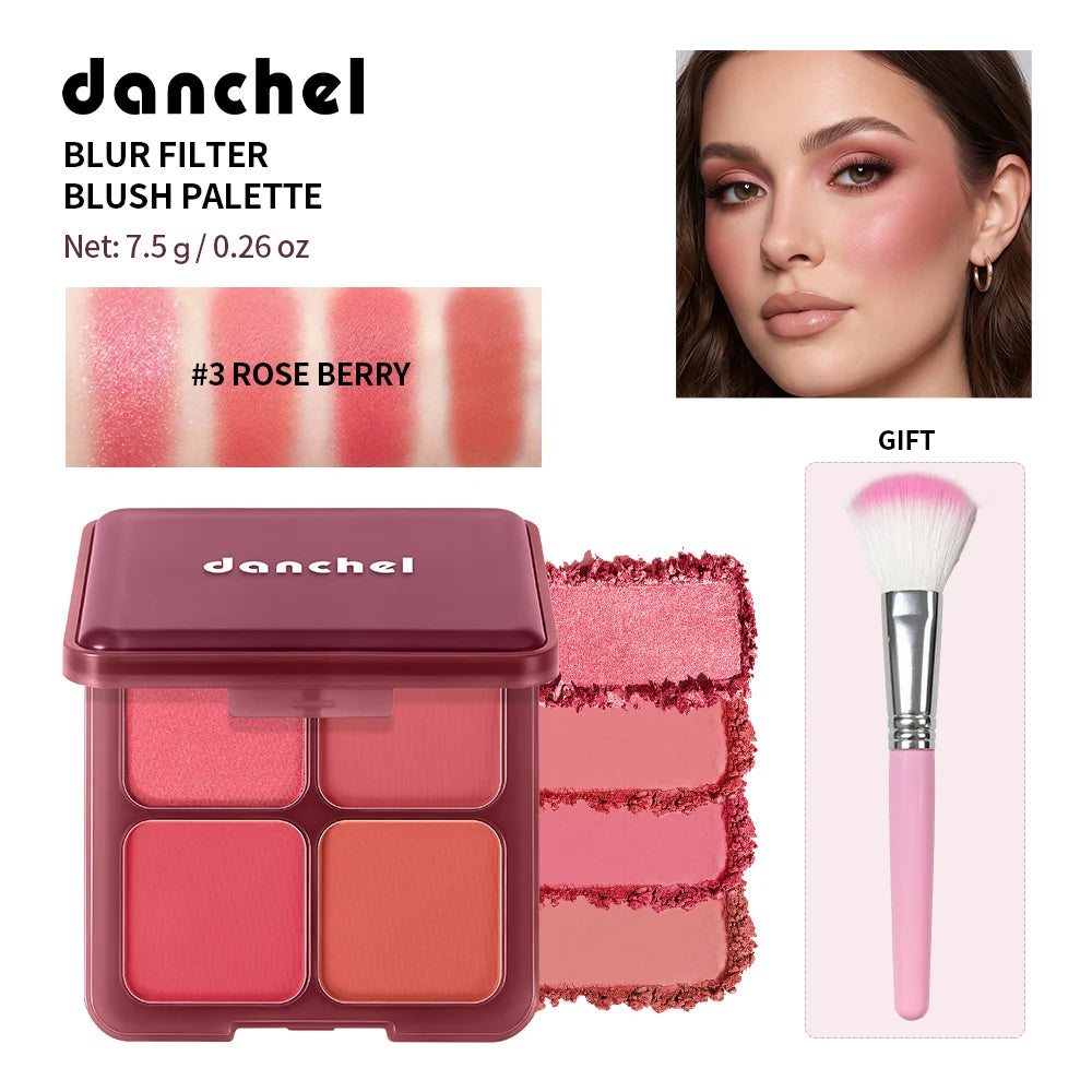 4?Color Blur Filter Blush Palette Matte Pigmented Powder Blush Makeup Palette Natural Flush Cheek Cosmetic With Blush Brush - AliExpress 66