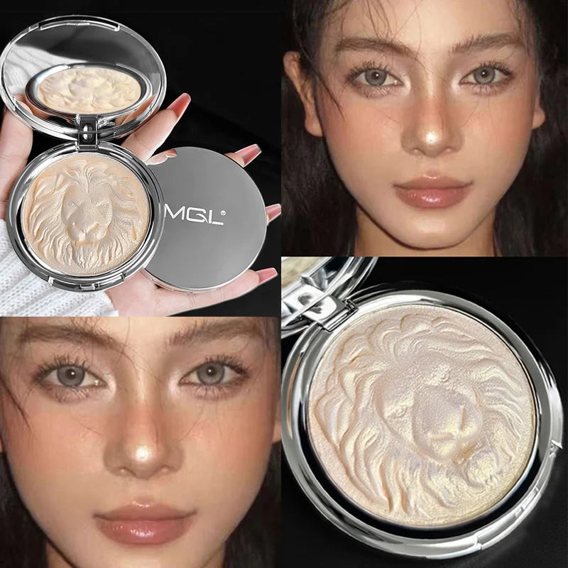 Three-Color Lion Facial Contour Highlighter Powder Makeup Palette Pearl White Shimmer Atmosphere Potato Puree Highlighter Plate - AliExpress 66
