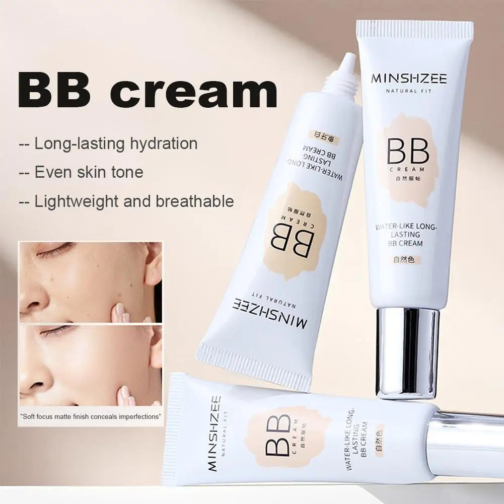 Natural Concealer BB Cream, Foundation Liquid Long-lasting Ivory White Concealer Moisturizing Oil Control Base Makeup No Powder