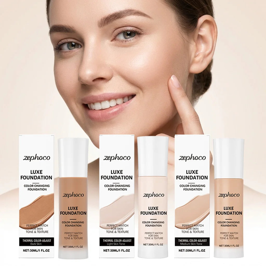 Zephoco Color Changing Foundation - Light Skin Tone Natural Lightweight Smooth Formula Daily Makeup Base Easy to Blend
