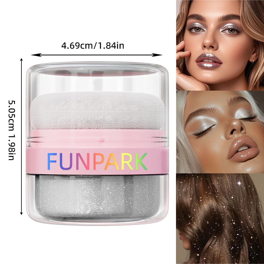 1PC Highlighter Powder Brightens the Face,with Puff of Highlight and Shadow on the Face or Body White Silver Korean Makeup Gits - AliExpress 66