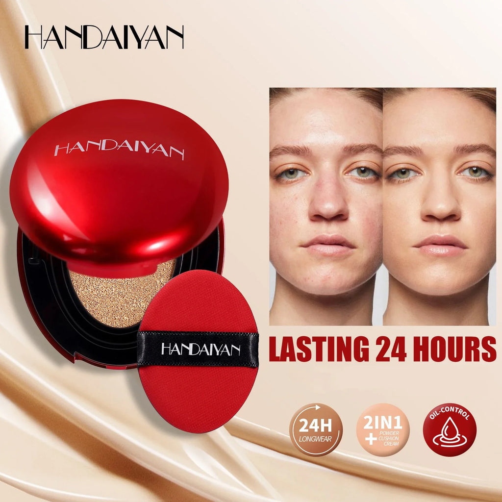 Red Cushion Foundation Semi-Matte Full Coverage Waterproof Long-lasting Concealer Makeup Tone Up Cream Base Covering Foundation - AliExpress 66
