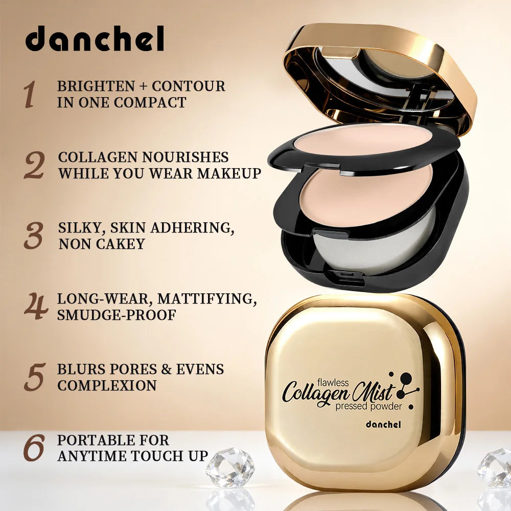 Collagen Pressed Powder Brightening & Contour 2 IN 1 Strong Oil Control Fine Silky Blendable Texture Nourishing Collagen Powder - AliExpress 66