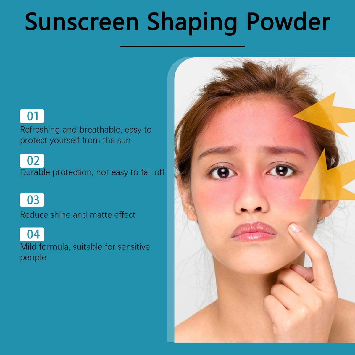 Hoygi SPF50 Mineral Sunscreen Shaping Powder Oil Control Matte Pore?Covering Lightweight Mild Face Makeup Setting Loose Powder
