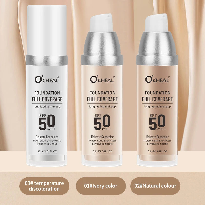 O¡®CHEAL 50PA+++ Liquid Foundation Cream Lasting Coverage Makeup Concealer Moisturizing Bright Skin Tone Hydrating Beauty Cream - AliExpress 66