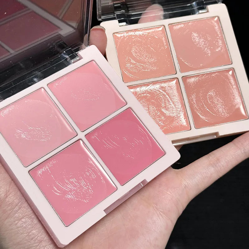 4 Color Cream Pink Peach Blush Palette Water Light Blusher Brightening Natural Lightweight Face Makeup Blush Rouge - AliExpress 66