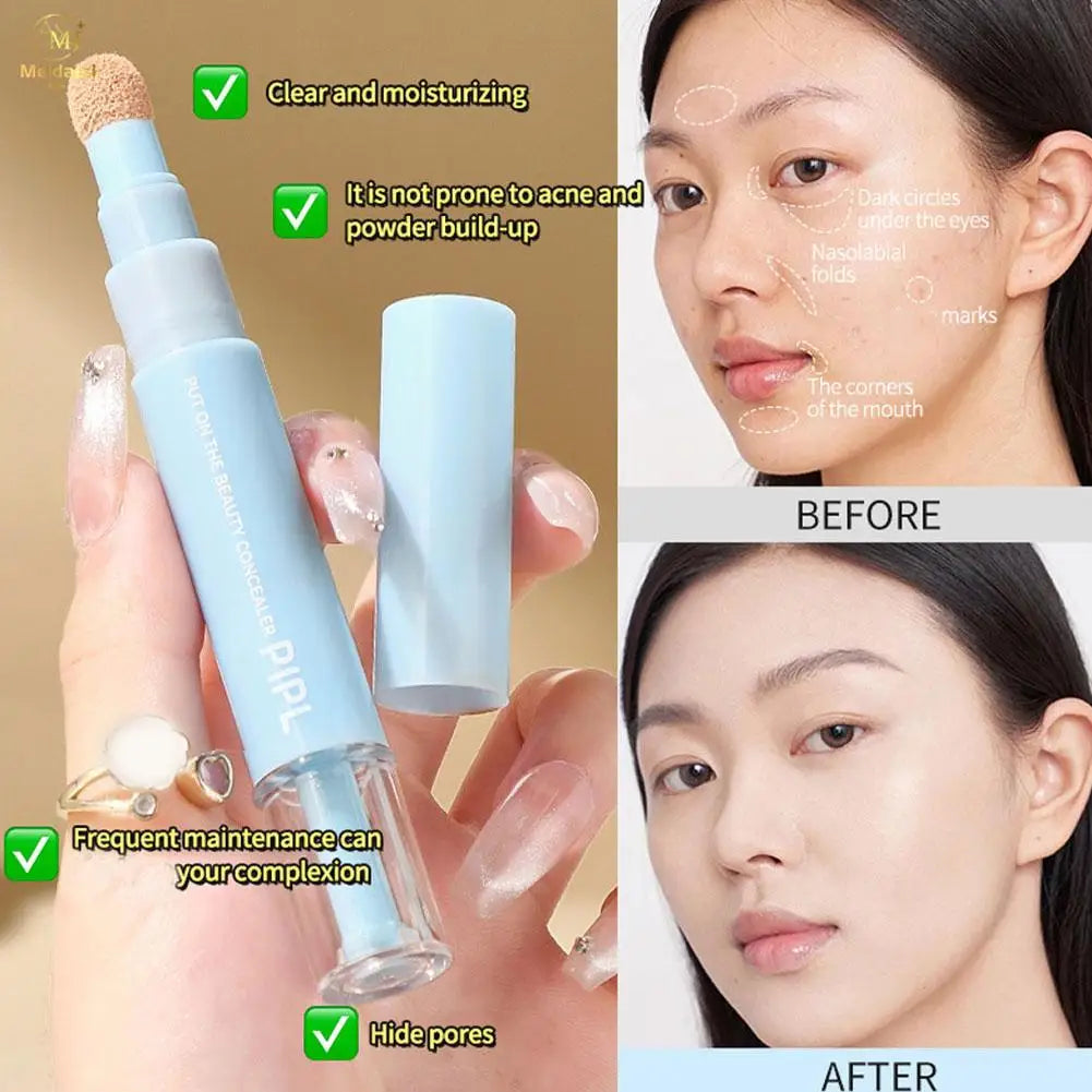 Moisturizing Liquid Concealer Pen Sponge Tip Dark Circles Acne Cover Brightening Face Contour Makeup Cosmetic