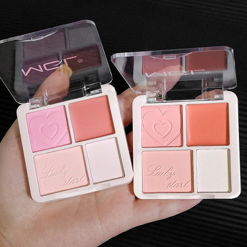 4 Color Love Heart Powder Blusher Palette Natural Matte Color Low Saturation Natural Smudge Korean Blush Rouge Face Makeup Cheap - AliExpress 66
