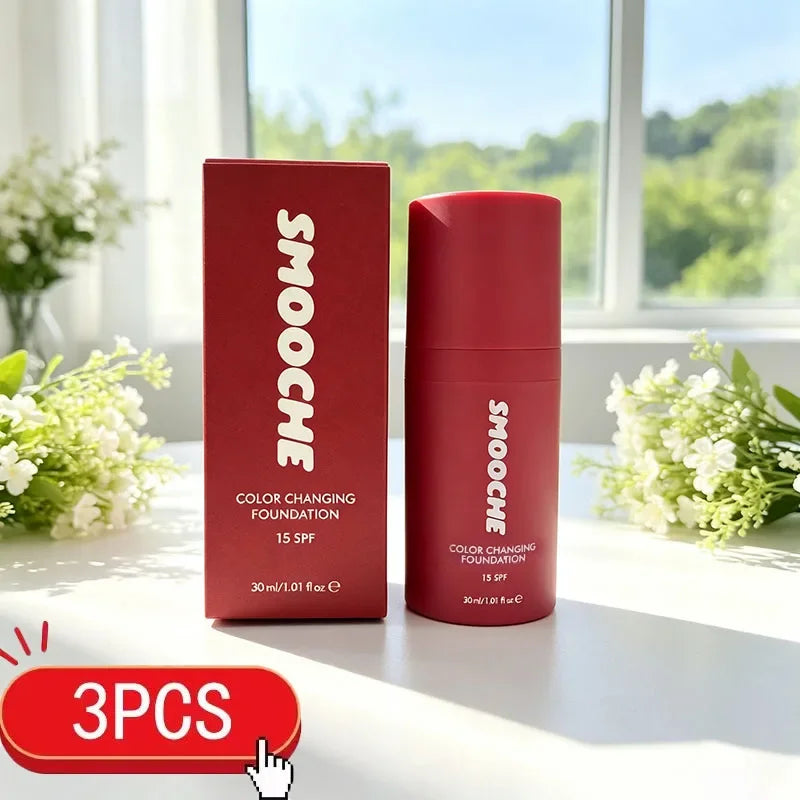 30ml SMOOCHE Skin Tone Adaptive Color Changing Liquid Foundation Lasting Oil Control Waterproof Lightweight Base Layer Concealer