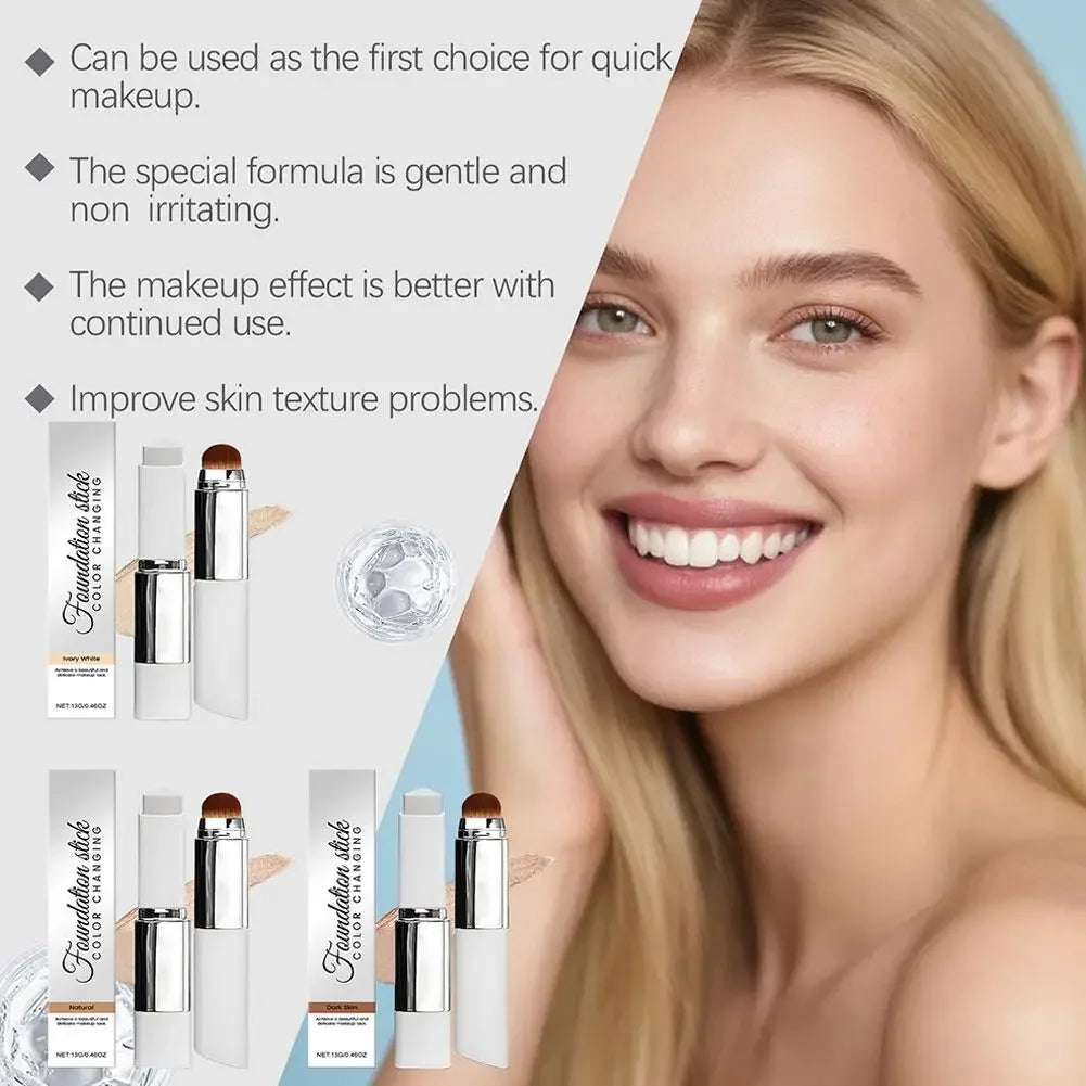 New 2-in-1 Color-Changing Foundation Stick Liquid Lightweight Moisturizing Brightening Foundation Color Changing For All Skin - AliExpress 66