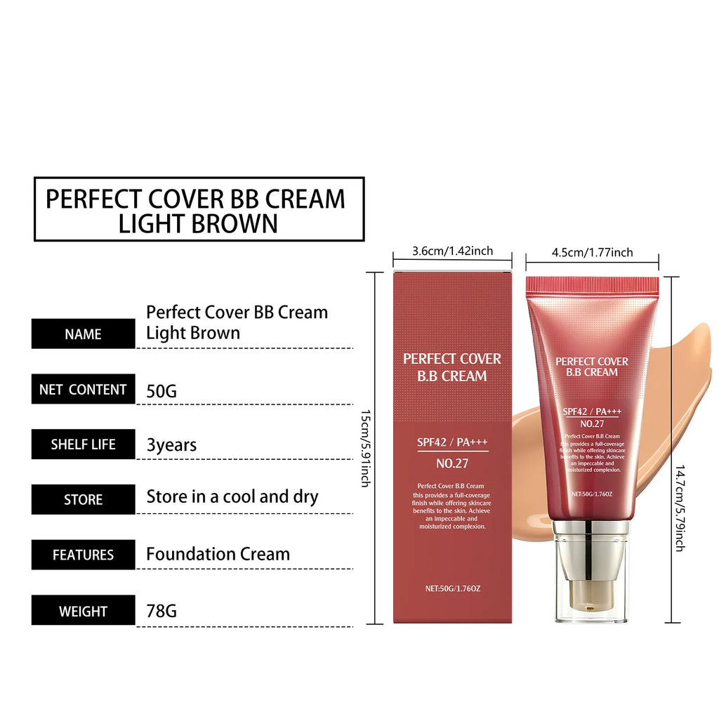 BB Cream SPF 42 PA +++ Tinted Moisturizer for Face Full Coverage Concealer Liquid Foundation Makeup for Dark Circles Fine Lines - AliExpress 66